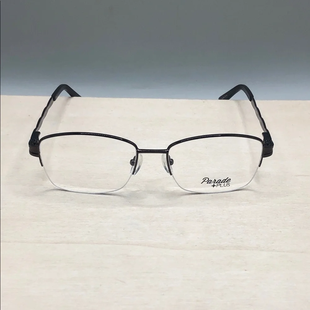Parade Plus Eyewear 2038 Brown Metal Half Rim Square Frame